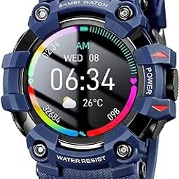 SKMEI New Launch Sport Smartwatch Full Touch Screen Dial, Zinc Alloy Frame ABS Case Men's Watch, TPU Rubber Blue Color Band, Bluetooth, Heart Rate, Blood Pressure & Oxygen Detection-S231 (Blue)-image-20