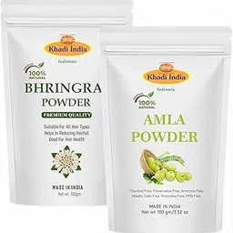 Bhringraj Powder | Eclipta alba And Amla Powder | Indian Gooseberry For Skin and Hair care - (100g+100g= 200g) khadi india-picture-15