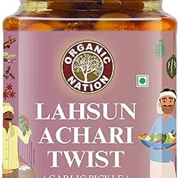 Organic Nation Garlic Pickle - Lahsun Achari Twist | Homestyle Indian Pickle | Authentic Traditional Taste | No Preservatives | 250g-picture-26