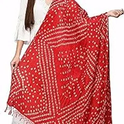 trendmalls Women's Bandhani Pattern Chinon Silk Dupatta-picture-29