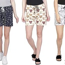 club a9 Women's Mid Rise Elastic Waist Regular Fit Comfy Breathable Cotton Printed Summer Shorts Combo (Multicolor) (Pack of 3) (WSCOMBO3_3-8-0_New)-picture-15