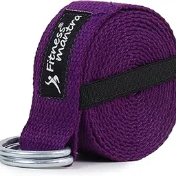 Fitness Mantra® 8.5 Feet Premium Cotton Yoga Belt for Women and Men |Adjustable D-Ring Strap for Stretching, Yoga, Pilates, Physical Therapy & Fitness |Durable & Anti-Slip Quality| Purple|-image-96