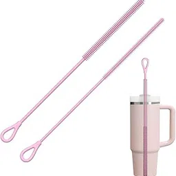 YOTIME Silicone Straw Cleaner Brush Extra Long, 2Pcs Reusable Straw Brush for Clearing Glass Straws, Metal Straws, Smoothie Straws, Straw Cups and, Non-Slip Handle Soft and Bendable, 6mm+9mm, Pink-image-84