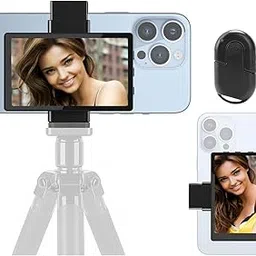 OmniMaster Phone Vlog Selfie Monitor Screen, Magnetic Phone Holder Clip Mount, Using Rear Camera for Selfie Vlog Live Stream TikTok, Instagram, YouTube, iPhone Compatible(Remote for iPhone Included)-picture-19