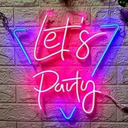 Wall Mitra Lets Party Neon Sign/Lights Neon LED Light, Wedding Birthday Party Home Wall Decor Bar Salon Neon Light for Room, Bedroom, Party and Bar(18X18) PINK+BLUE-image-24
