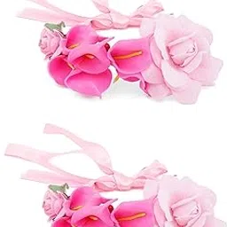 sanjog Fabric Pretty Rose Flower Handmade Wrist Band/Bracelet for Women/Men/Kids (Pack of 2)-picture-11