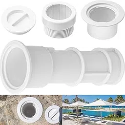 7 1/2" Stand with Sleeve and Center Cap for Umbrellas, Tiki Torches and Volleyball Poles, Integrated Water Stop Reduces leaks, Scope 1 3/4" - 7 1/2" - Can be Installed on Floor, Step or Deck - White-picture-21