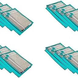 KANUSHI® Set Of 12 Pc Flower Design Transparent Saree Cover/Bag with Stainless Steel Zip Lock Combo(Large) (Light Green, Non-Woven)-picture-25