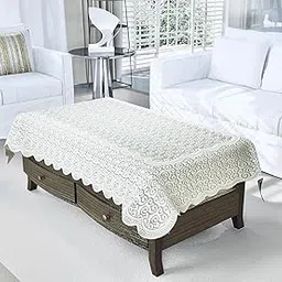BALLEY Luxurious Attractive Floral Design Poly New Cotton 4 Seater Center Table Cover for Living Room (40x60 inch) (White)-picture-24