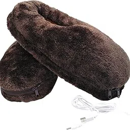 SHOPORA® Winter Usb Warmer Foot Shoe Plush Warm Electric Slipper Feet Heated Washable Coffee | Womens Shoes | Slippers-image-13