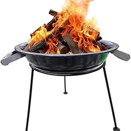 Fire Pit with Stand Sigdi for Garden Fire Bowl Outdoor Fire Brazier for Garden BBQ Patio Heater Camping Portable Fire Basket Chimney Wood Burner Charcoal Bonfire Bowl (Elevated Stand)-picture-22