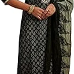 libas Womens Printed Silk Blend Straight Kurta Trouser with Dupatta Set-picture-23