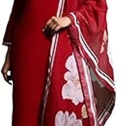 Women Coral Jaipuri Floral Printed Kurta Set with Lace Detailing and Dupatta - Traditional Outfit for Casual and Festive Occasions-image-36