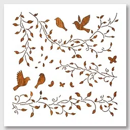 NBEADS Vines Birds Stencil, Spring Reusable Plant Stencil for DIY Art and Craft, 11.8×11.8 Inch for Painting on Wood, Canvas, Paper, Furniture, Wall-picture-16