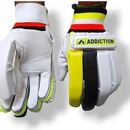 ADDICTION 1 Pair of Cricket Batting Gloves for Men Boys (White) (Yellow/White)-picture-22
