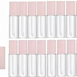 hunky dory 24pcs 4ml Pink Round Premium Travel Empty Lip Gloss,Lip Care,Costemic, Oil Bottles Transparent Empty Clear Lip Containers Tubes,Refillable Bottle with Plug image 1