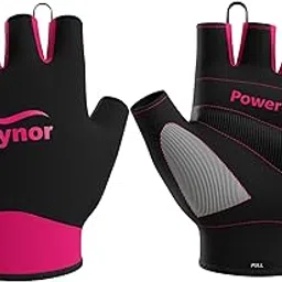 Tynorgrip Women's Gym Gloves - for Workout, Weightlifting, Gym, Sports and CrossTraining | Durable & Breathable, Half Finger-Length Gym Accessories For Women, 1 Pair (Black & Pink, Large) image 1