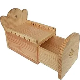 Kidskook Laddu Gopal Box Bed With Storage Box For Kanha Ji Pine Wood Natural Color Standard Size Upto 5 Number, Single-image-40