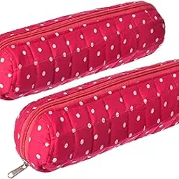 Kuber Industries Dot Printed Single Rod Cotton Bangle Organizer/Case/Holder/Pouch- Pack of 2 (Pink)-50KM0766-picture-51