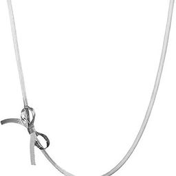 el regalo Stainless Steel Bow Tie Pearl Necklace- Anti Tarnish, Waterproof, Minimalist, Statement Bow Choker Ribbon Necklace for Girls & Women-picture-30