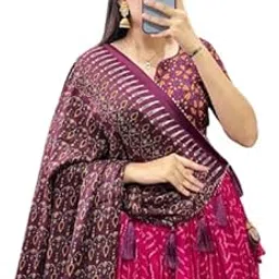 Women's Tussar Silk With Ikkat Printt And Foil Print Lehenga choli Set-picture-32