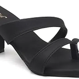 smart & sleek Women's Block Heel Sandals, Open Toe Slip-on Mules with Crystal Buckle, 3-inch Heel,-picture-36