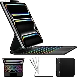 typecase Edge Keyboard Case for iPad Pro 11-inch (M4) 2024,Magic Keyboard with 11 Colors Backlight,Keyboard Case with Pencil Holder,Multi-Touch Trackpad, Easy-Set Magnetic Stand-Black-image-2