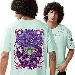 crazymonk One Piece RonoZoro Anime Oversized T-Shirt - Mint, L-picture-37