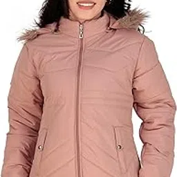 brazo Women's Cozy Puffer Stylish Jacket with Buttoned Pockets and Detachable Fur Hood-picture-22