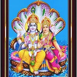 Lord Vishnu Dev Lakshmi Devi Laxmi Narayan Ji Wall Painting Framed Home Decor (Wood,Matte,Brown,Small Size,6 x 8 Inch) B584S-picture-17