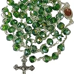 Divine Creations Goa Holy Land Crystal Beads Rosary for Praying with Holy Soil Medal | Jerusalem Rosary for Men & Women-picture-27