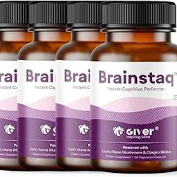 Lions Mane Mushroom Extract & Ashwagandha Brainstaq| Focus, Memory, Clarity, Energy | Nootropic Brain Health & Stress Alleviate | 30 Veg Capsules (4)-picture-14
