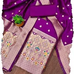devangi Women's Banarasi Patola Silk Unstitched Salwar Suit Dress Material With Dupatta-picture-21