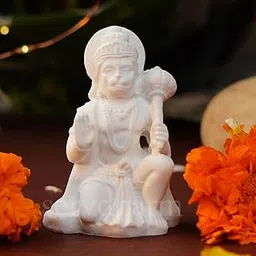 Servdharm Hanuman Ji Murti for Home Decor & Pooja| Hanuman Idols for Car Dashboard, Pooja Room, Home Decor, Office Desk | God Idols for Puja & Festival Gifting (Hanuman Ji White),5 Cm,2.5 Cm image 1