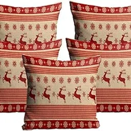 CASA-NEST Jute Merry Christmas Cushion Covers, 12x12 Inches, Set of 5, Multicolor (M H)-picture-55