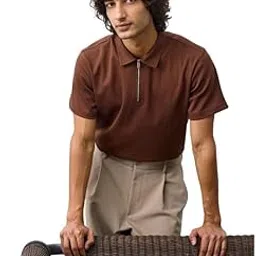 unstd Men’s Pure Cotton Zipper Polo Collar T-Shirt – Half Sleeve Casual Wear-picture-46