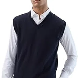 raymond Men Regular Fit Solid Pattern Marino Wool Acryalic Blend Sleeveless V Neck Casual Winter Wear-picture-14