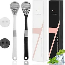 Tongue Cleaner for Adults,2 PCS Silicone Tongue Scraper with Holder,Double-sided Design, Helps Eliminate Bad Breath and Clean the Tongue Coating,Suitable for Both Adults and Children-image-58
