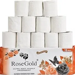 generic Rose Gold Toilet Paper Roll 2 Ply - Pack Of 10 | Tissue Paper Roll Ultra Soft Highly Absorbent | 260 Pulls Each Roll-picture-10