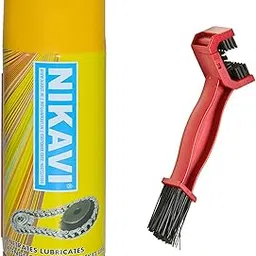 NIKAVI (CL + BCA13) Chain Grease Spray with Motorcycle Chain Cleaning Brush, 400 ml (Red)-picture-23