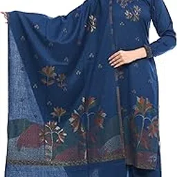 indo essence Women's Viscose Acro Wool Winter Suit with Shawl (Unstitched Fabric) (Midnight Blue)-picture-10