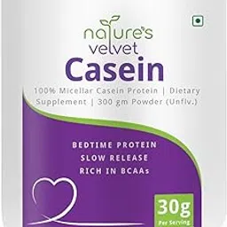 Natures Velvet Lifecare 100% Casein Protein, Vegetarian and Natural, 300 gms - Pack of 1 image 1