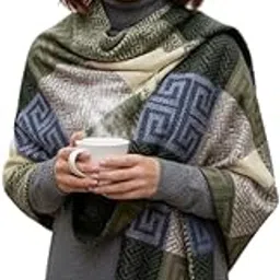 eazylayers Luxurious Geometric Pattern Winter Scarf For Women and Girls, Soft Knit with Fringe Tassels, Classic Checkered Design Soft Wrap for Casual Formal Occassions-picture-26