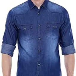 dennis lingo Men's Cotton Slim Fit Denim Solid Casual Shirt-picture-28