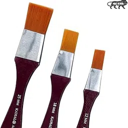 KAMAL Flat (WASH) CHAPTA Golden Synthetic Hair Painting Brushes (TAKLON) Set of 3 PCS. 12mm, 18mm, 25mm-picture-15