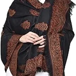 weavers villa Women's Poly Wool Border Motifs Shawl (40"X80")-picture-35