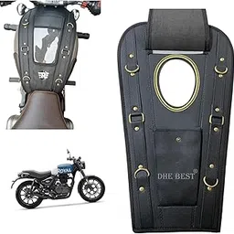 Dhe Best Motorcycle Soft Leatherette Petrol Tank Cover/Tank Bag Black Suitable for RE Hunter 350-picture-23