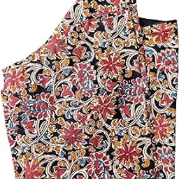 100% Cotton Women's Kalamkari Cotton Blouse, Round Neck, Lightweight, Handcrafted – Ideal for Sarees-picture-37