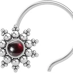 jsaj Stone Nose Pin Wire Nose Pin in Pure 92.5 Sterling Silver-picture-30