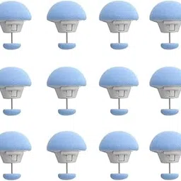 Cotton Mushroom Shape Duvet Clips, Non-Slip Cover Fixator, Comforter Quilt Holder with One-Key Unlock for Blanket Bed Sheet Curtain Socks Mattress Covers Pack of 12- Blue-image-26